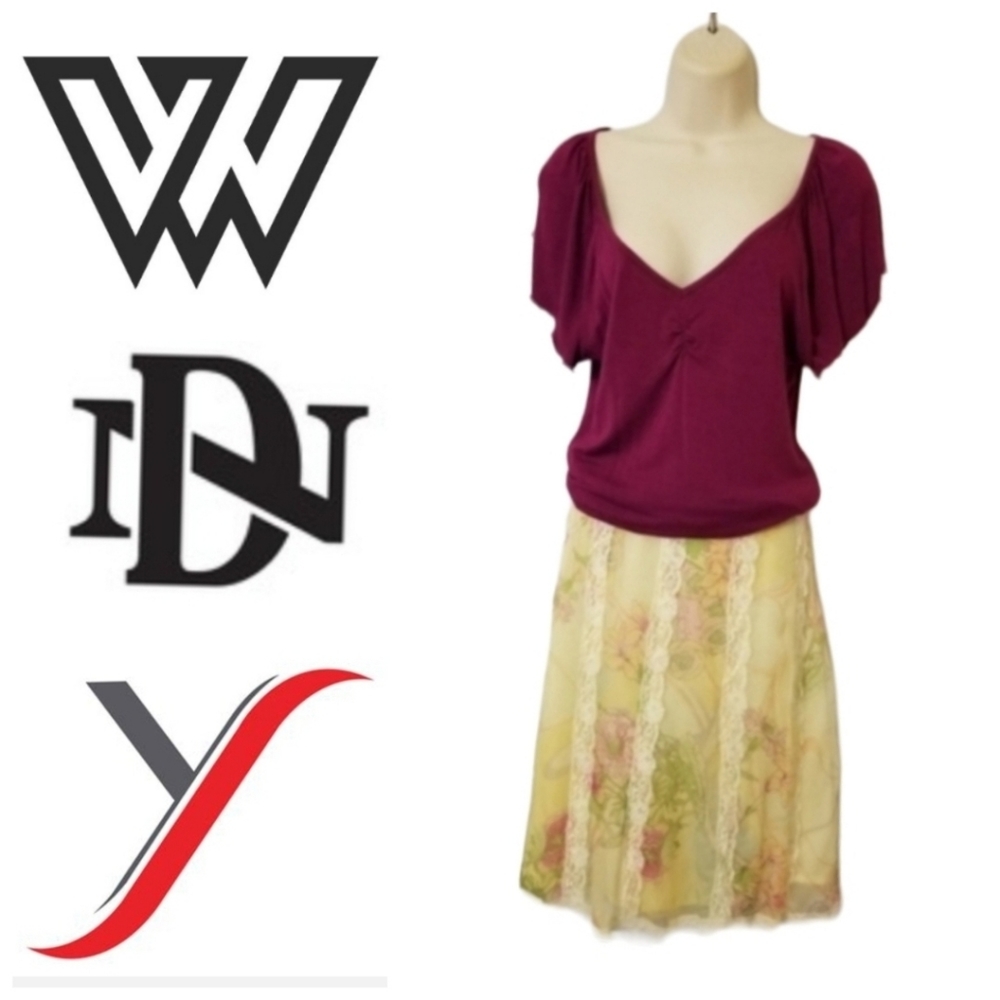 🧁Sassy W.D.N.Y. Silk Midi-Skirt🌏 TRENDING 🌈3/$24